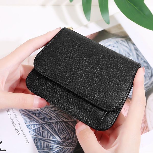 

hbp litchi grain handbags korean real leather three bent lady purse short style cowhide small card bag zipper pocket wallet zs-bo124