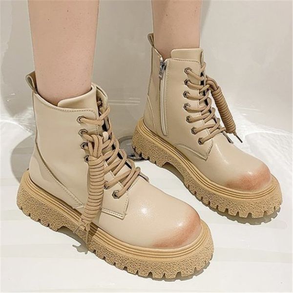 

2021 new spring female martin classic black khaki leather plutonium casual women's boots rrnn
