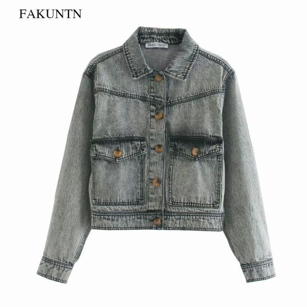 

woman denim jackets coats fashion 2021 autumn winter long sleeve coat streetwear female vintage jean jacket women outwear, Black;brown