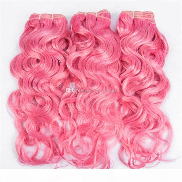 

pink virgin peruvian wet and wavy human hair bundles deals 3pcs water wave colored pink virgin human hair wet wavy weaves extensions, Black
