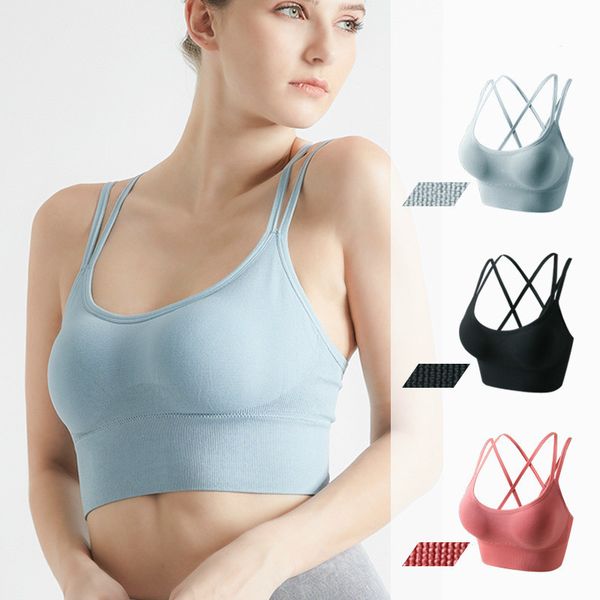 

2020 new sports underwear women's back yoga fitness cross line running shaping gathered bra, Red;black