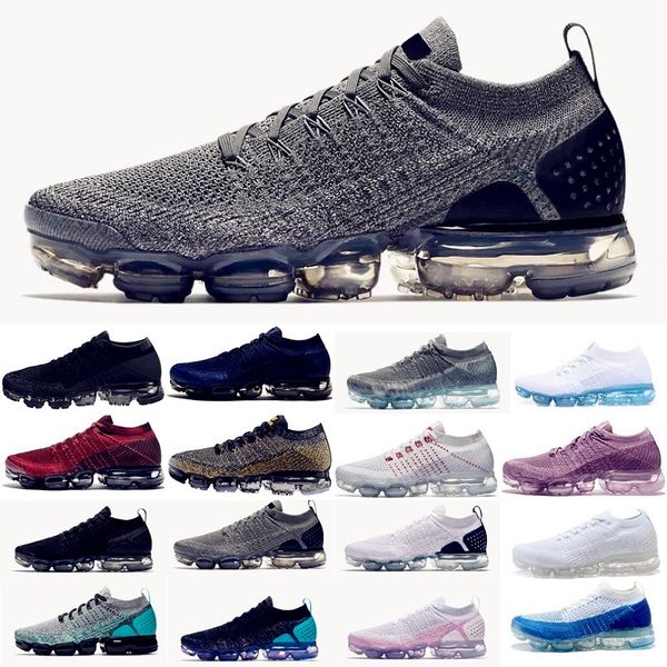 

2021 chaussures moc 2 fly 2.0 knit 1.0 men running shoes triple black white run womens sport sneaker cushion trainer zapatos size5.5-11