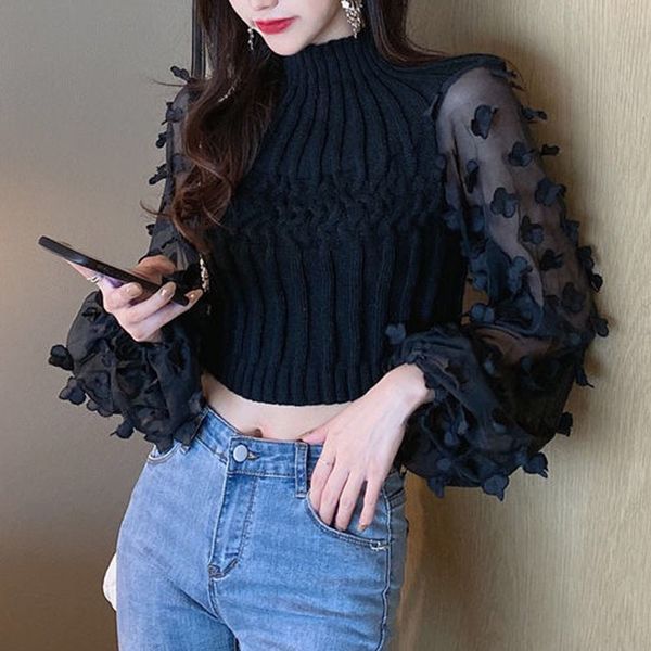

summer 2021 new spring for elegant women sleeves elastic women's knitted shirts sweater ladies fine blouse 2hqq, White