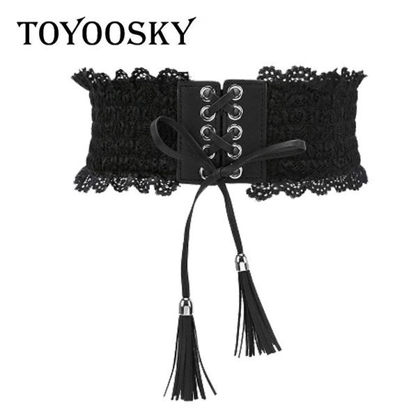 

belts 2021 designer women belt wide elastic bandage lace elegant vintage waist for all-match toyoosky, Black;brown