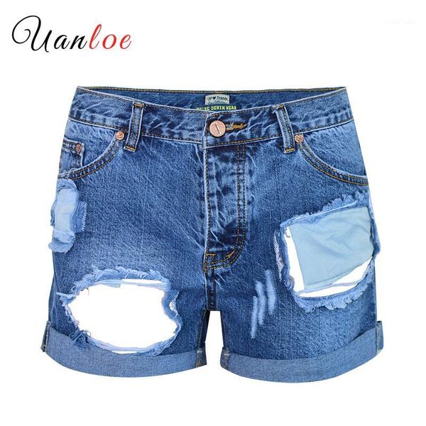 

summer vintage ripped hole fringe denim shorts women female casual pocket jeans shorts plus size gril brand quality1, Blue