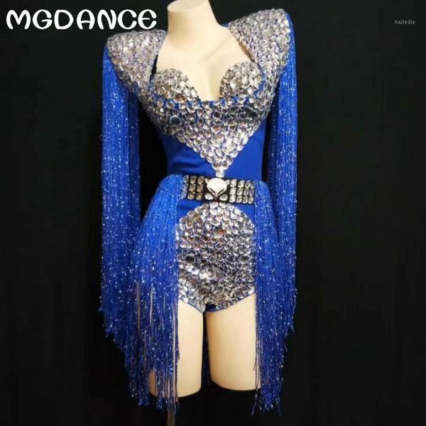 

new woman big rhinestones tassel bodysuit bra women's birthday celebrate outfit dj women singer show nightclub costume clothes1, Black;white