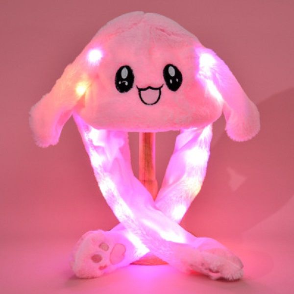 

glowing bunny hats ear bunny hat net red cute plush toy warm hat for kid, Yellow