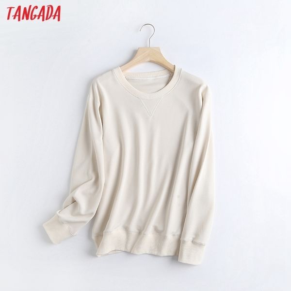 

tangada women boyfriend style soft sweatshirts oversize long sleeve o neck loose pullovers female 6c16 201203, Black