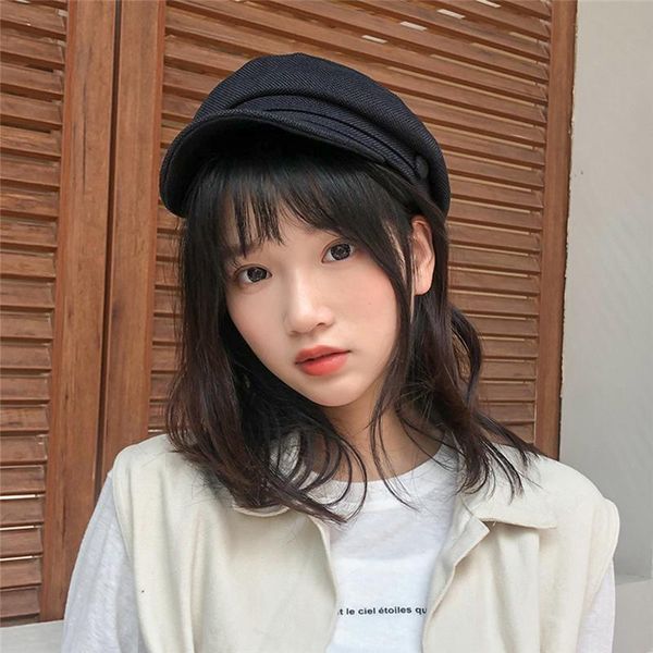 

new fashion beret hats artist painter caps solid hat for female ladies travel berets cap autumn winter octagonal hats boina, Blue;gray