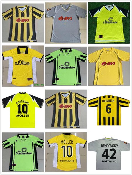 

ретро dortmund футбол джерси 1995 96 97 98 99 2000 01 02 moller amoroso росицки бобич классический футбол рубашка эвертон древних maillots, Black;yellow