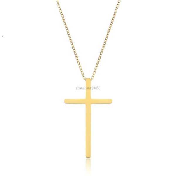

stainless gold simple jesus steel cross necklace pendant for women men fashion jewelry will and sandy gift