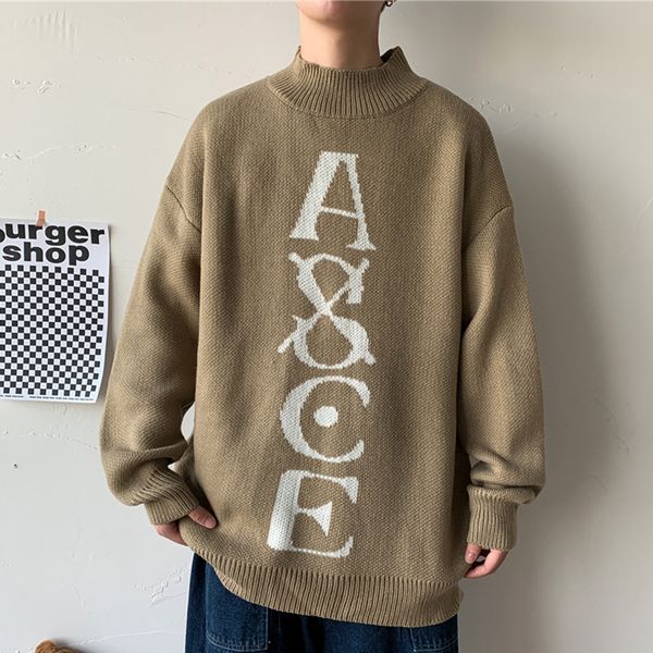 

2021 new fashion o-neck sweater men's hip hop streetwear pull oversized black long sleeves pullover for autumn spring winter cwd4, White;black
