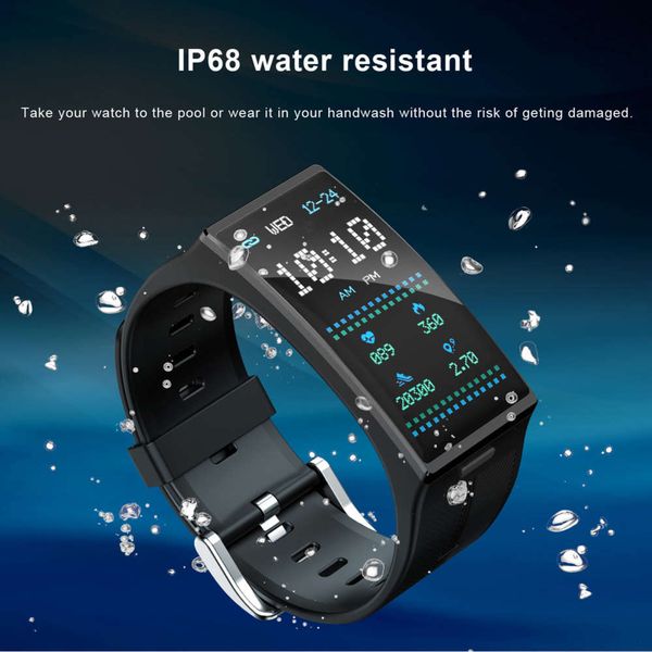 

smart men's watch, waterproof sports wristband with bluetooth, 300 mah, suitable for android and ios blood prsure meterbgt