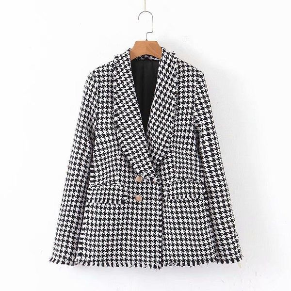 

women's jackets the european and american fashion week 8-72-9278 thousand bird suit jacket, Black;brown