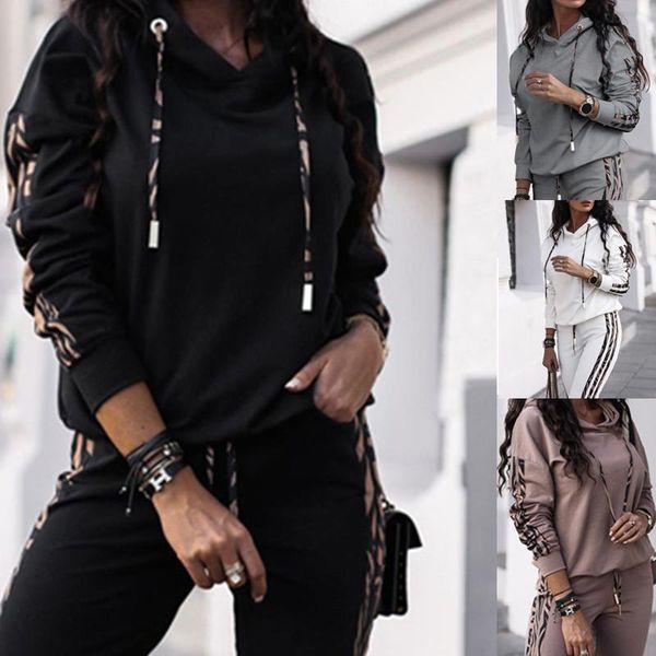 

2 piece set autumn womens outfits long sleeve tracksuit ladies sportswear + pants jogging suits women's fashion 2020, Gray