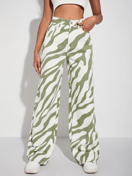 

high waist zebra stripe jeans v4ph#, Blue