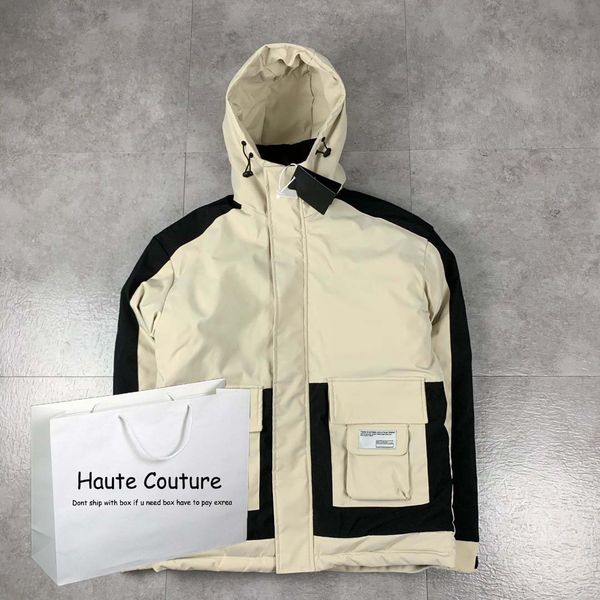 

mens down jackets 2020 winter parkas fashion active outerwear men coats pocket jackets letter pattern mens plus size sale, Black