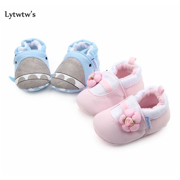 

1 pairs lytwtw's kids girls boys first walkers newborn kawaii animals shark canvas baby toddlers shoes children f wmtiyb, Black;red