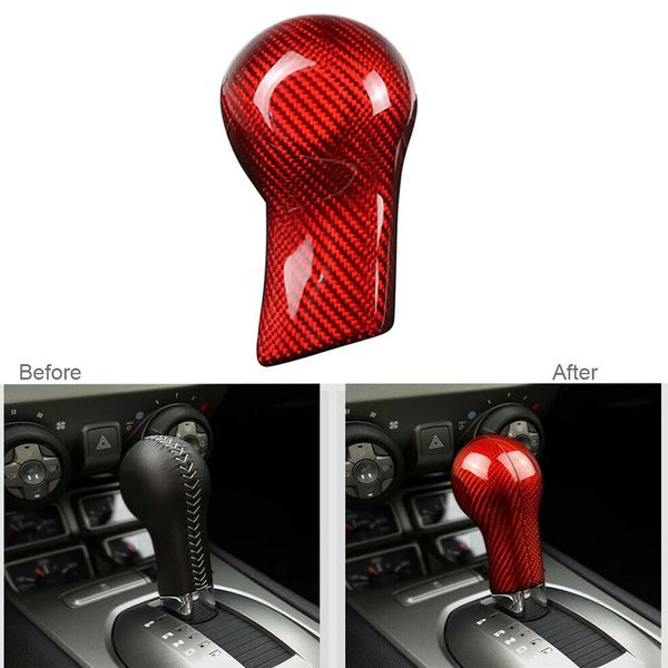 

2x car gear shift knob head cover dcoration sticker interior accessories for chevrolet camaro 2010-15 red
