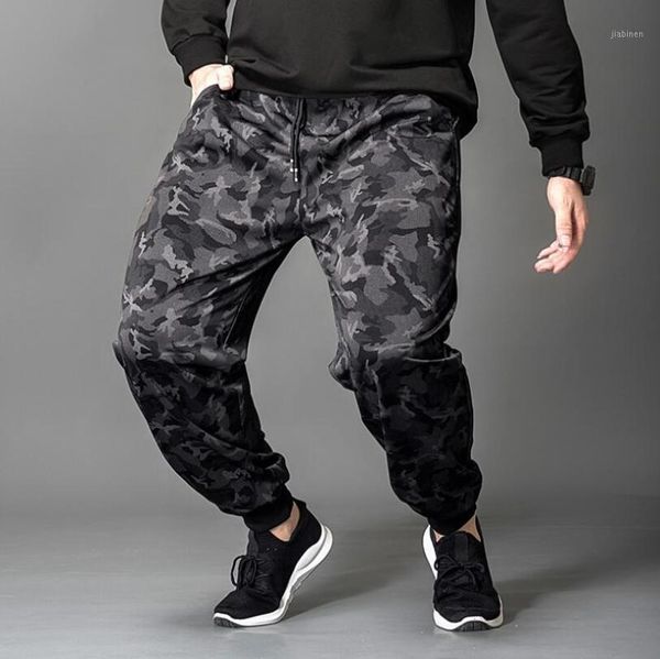 

2020 casual camouflage sportwear pants men large size 7xl elasticated waist pants streetwear cotton cargo trousers w7431, Black