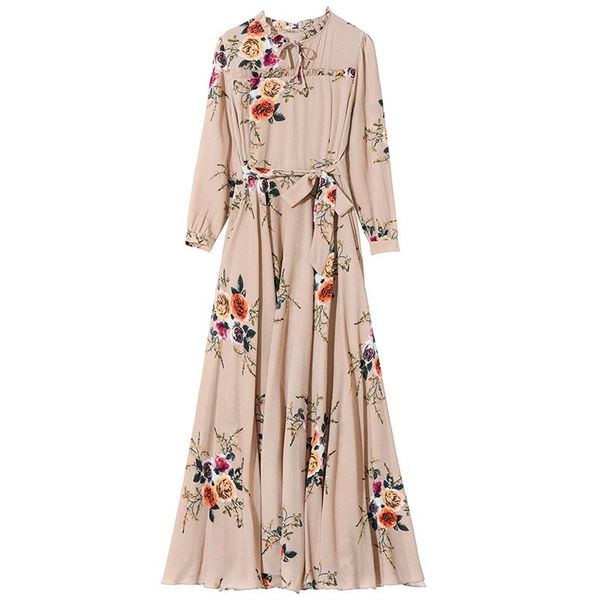 

floral print elegant dress women boho ukraine vacation vestido festa autumn new style plus size dress trendy women clothes, Black;gray
