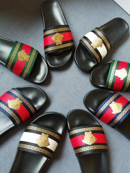 

мужчины женские сандалии сандалии дизайнерские обувь роскошный слайд летняя мода широкий плоский скользкий с толстыми сандалиями тапочки шел, Black