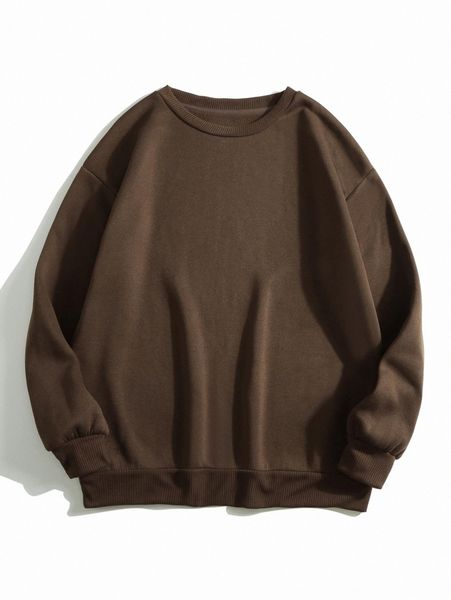 

solid round neck thermal pullover q2zi#, White;black