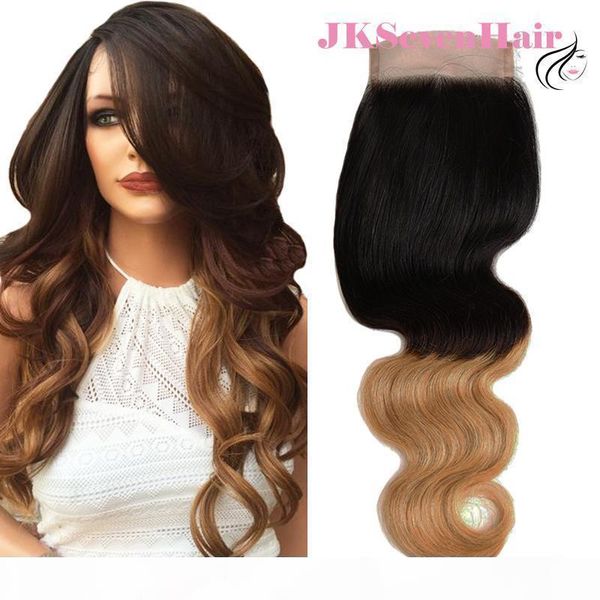 

1b honey blonde brazilian hair body wave 4x4inch lace closure 1b 27 indian malaysian peruvian part middle part three parts closure, Black
