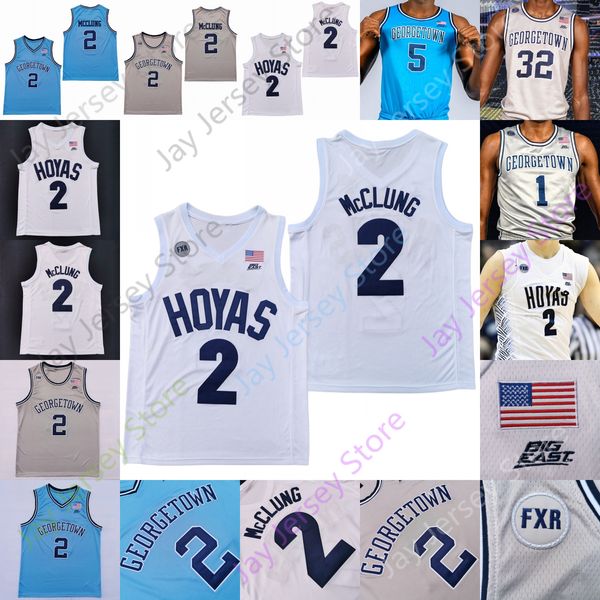Özel Georgetown Hoyas Basketbol Forması NCAA Koleji Omer Yurtseven James Akinjo Mac McClung Jamorko Pickett Josh LeBlanc Jagan Mosely