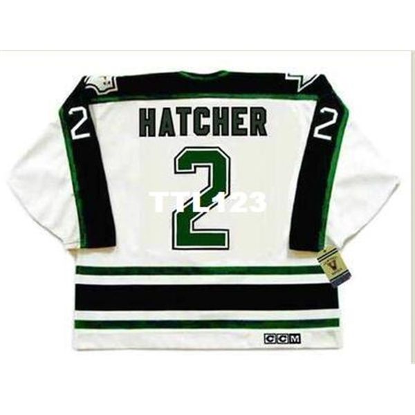 

men #2 derian hatcher dallass stars 1990 ccm vintage hockey jersey or custom any name or number retro jersey, Black