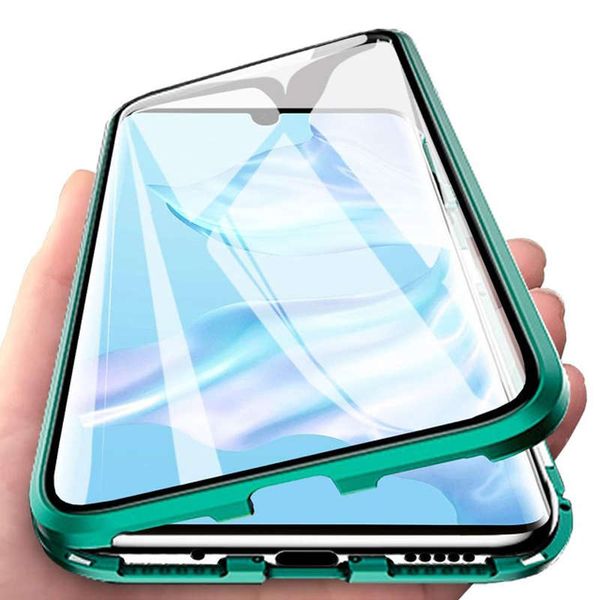

metal magnetic 360 phone for samsung galaxy s20 fe m51 a01 a21 a20 a10 a20e a70 s m31 m21 double-sided tempered glass case