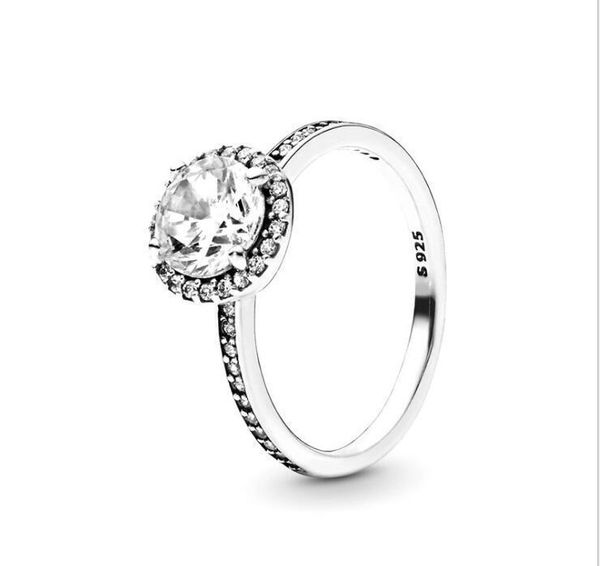 Anello in vero argento sterling 925 con diamante Cz con scatola originale incastonata in forma con anello nuziale stile Pandora Gioiello di fidanzamento sqcUpd whole2019