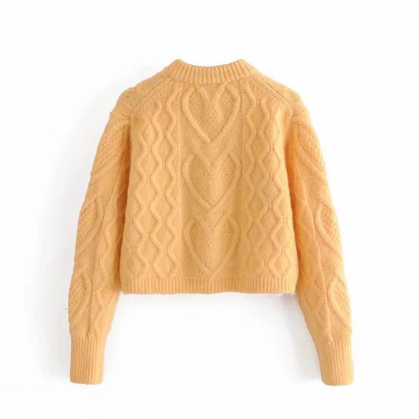 

new 2021 orange short knitted sweater female winter cable knit cute long sleeve cardigan woman casual streetwear ps0f, White;black
