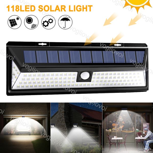 

solar security lights motion sensor 118led 3 model solar panels power waterproof for outdoor garden wall street dhl