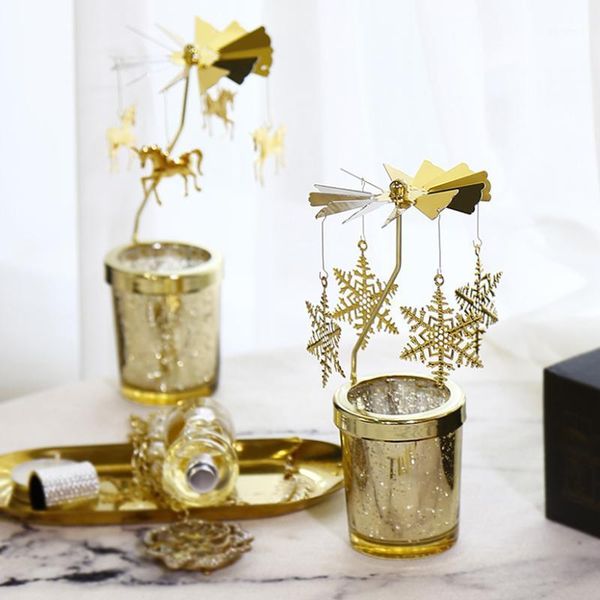 

rotating european candle holder creative simple reindeer tealight candle holders metal bougeoir decoration home decor 50zt1