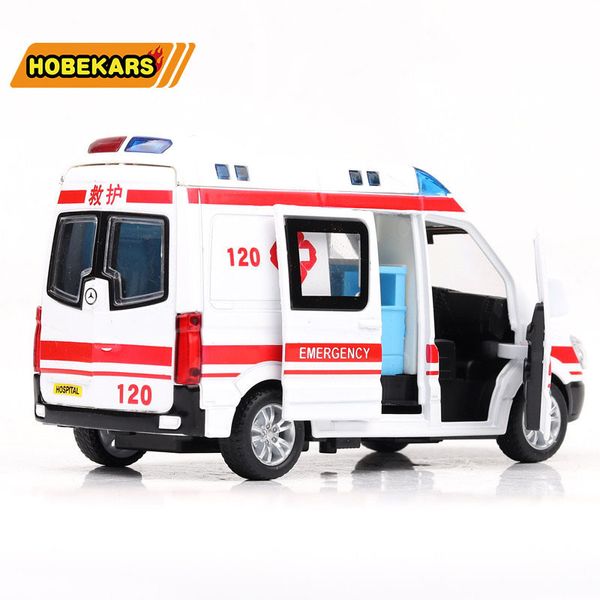 Alta Simulação 1/36 Modelo Diecast Toy Carro Ambulância Metal Liga Pull Back Cars Brinquedos Veículos Para Crianças Presentes Para Crianças LJ200930