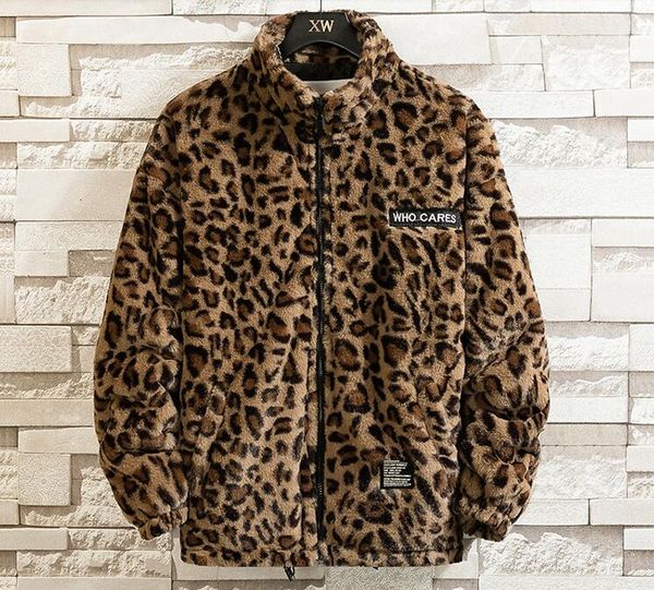 

new warm love winter jacket men coat woman faux fur leopard casual slim parka men's winter coat, Black