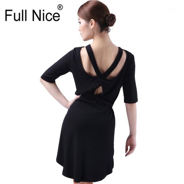 

latin dance dress intersecting design loose one piece for women girls samba rumba salsa tango dress ballroom competition1, Black;red