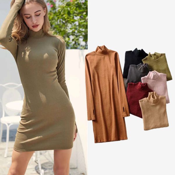 

2020 new women's style long sleeve open finger and slim buttock dress, Black;gray