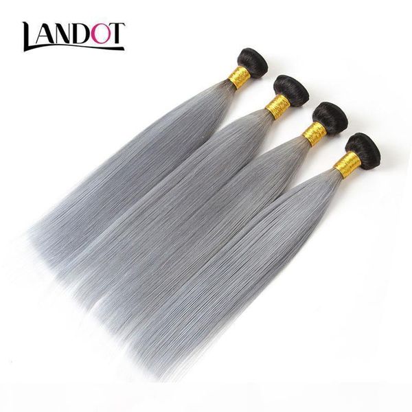 

9a ombre 1b grey brazilian virgin human hair weaves 4 bundles with lace closures straight ombre peruvian malaysian indian cambodian hair, Black;brown