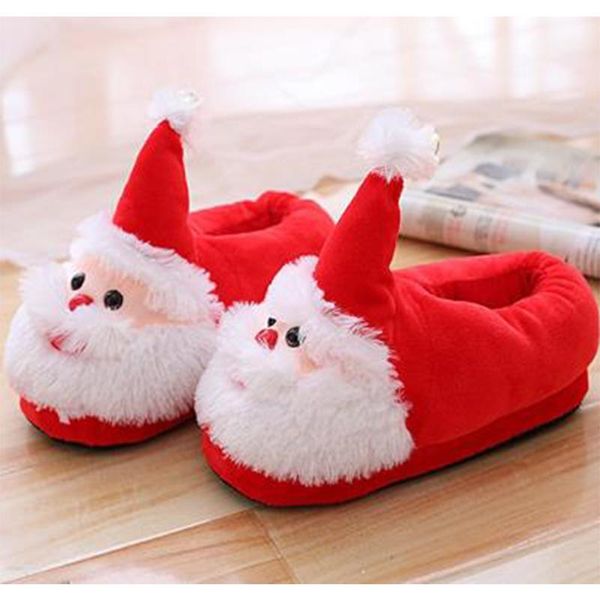 

2020women shoes christmas warm cute house plush slippers indoor couple slides bedroom slipper for female present autumn winter, Black