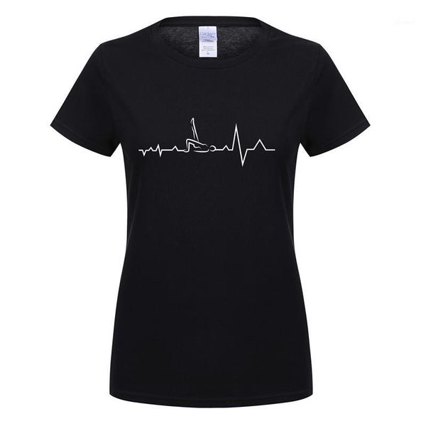 

omnitee summer heartbeat of pilates t shirt o-neck cotton short sleeve woman tshirt female girl pilates t-shirt tee ot-6951, White