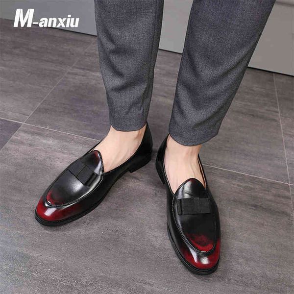 Обувь платье M-Anciu Новый дизайн Grustine Color Wingtip Formal Men Crazeed Toe Casual Wedding Party Lives 220223