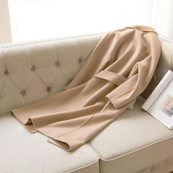 

2019 winter new fashionable double-sided cashmere overcoat women's long knee over thick woolen cloth coat1, Black