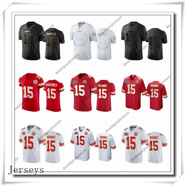 

custom kansas city chiefs 15 patrick mahomes home black white green gray red football jerseys 01, Black;red