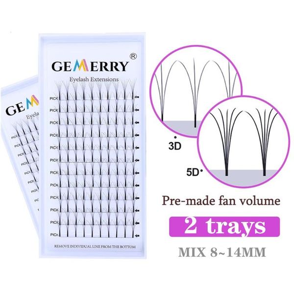 

false eyelashes gemerry 2 trays russian premade volume fans lash ready-made clusters eyelash extension natural faux mink bunches