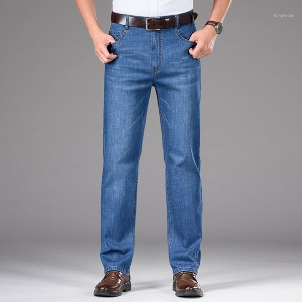 

men's jeans 2021 fashion men's business brand casual stretch slim fit male denim trousers black-blue big size 421