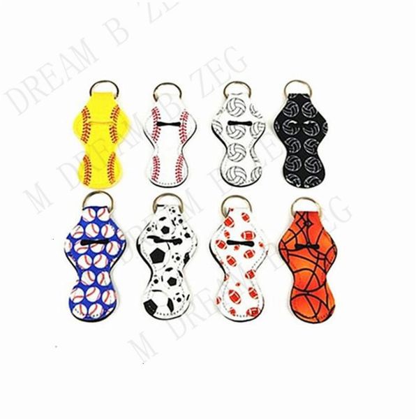 

factory neoprene chapstick keychain sprots pinted 69designs key colorful solid color lipstick holders cover lip balm hol