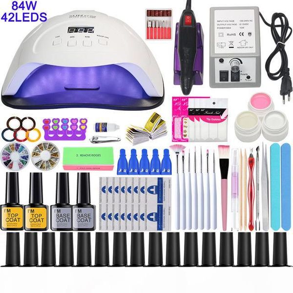 

super manicure set for nails kit with led nails lamp of nail drill machine nail polish acrylic kit art tools set nail kit