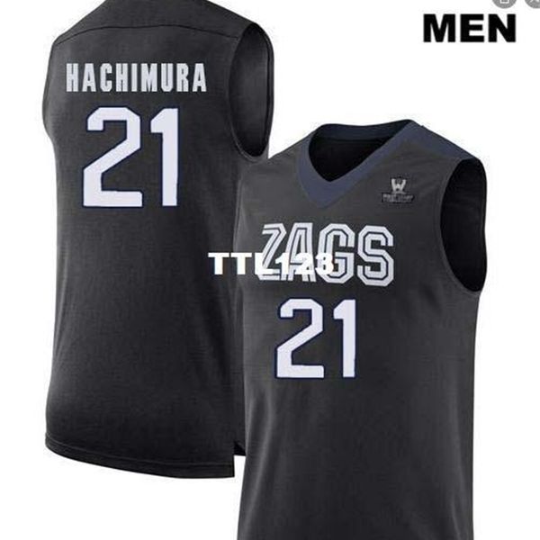 

vintage men gonzaga bulldogs rui hachimura #21 college real embroidery jersey size s-4xl or custom any name or number jersey, Black